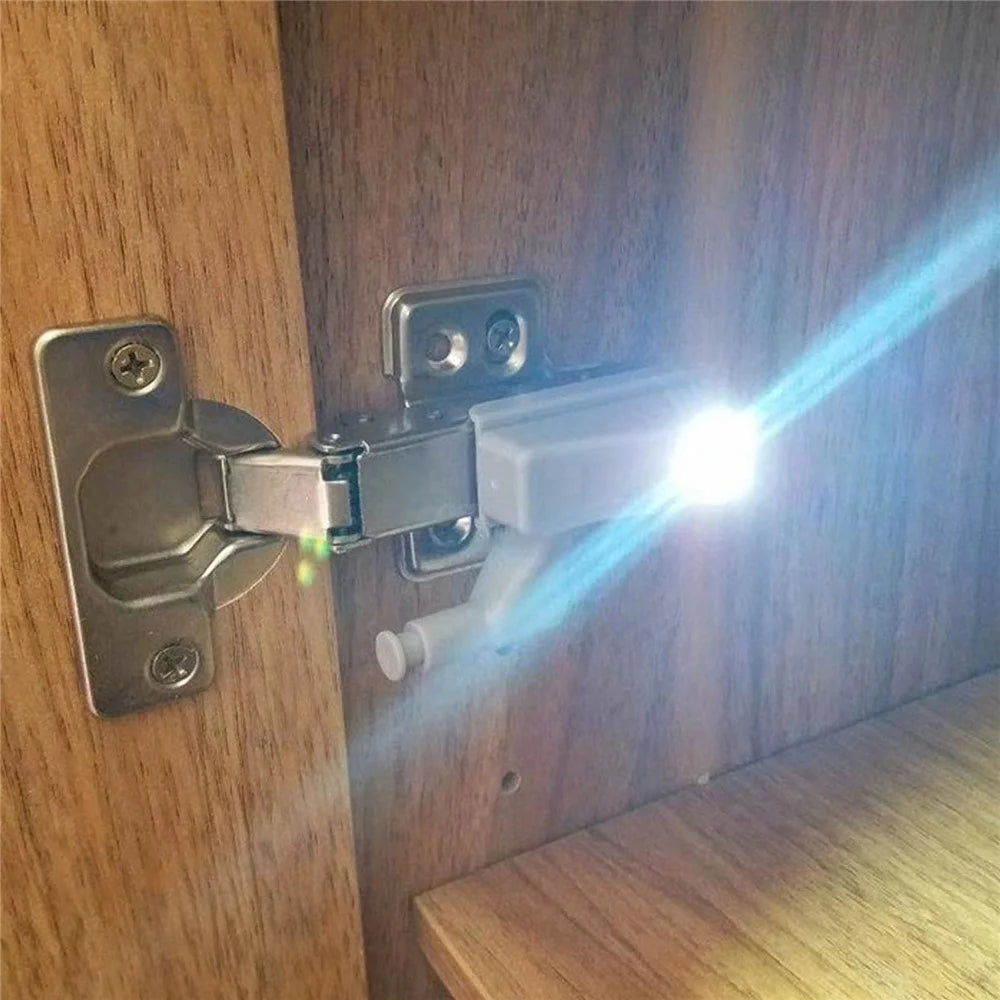 12Pcs LED Hinge Lights Cabinet Wardrobe Closet Automatic Sensor Illumination Battery Powered Lamp - White Light - 7