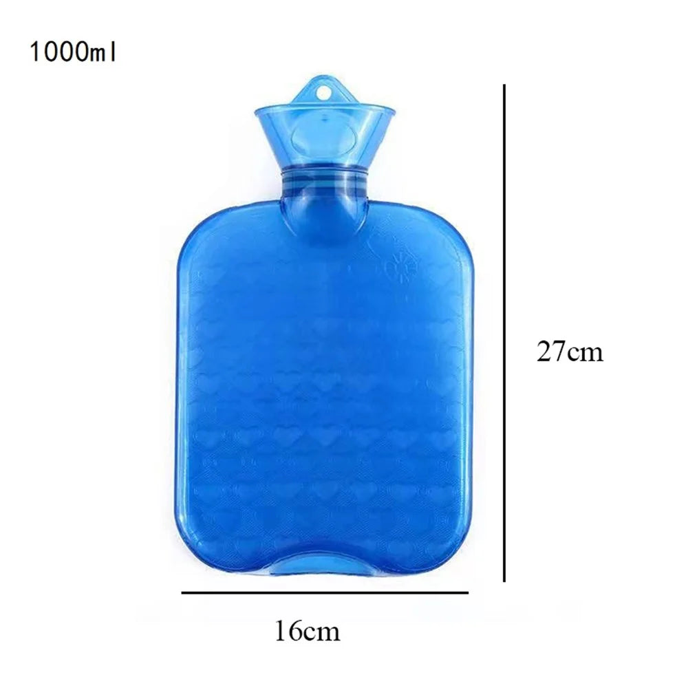 1000ML Hot Water Bottle PVC Hot Water Bag Relief from Headaches, Cramps, Arthritis, Back Pain, Sore Muscles, Injuries - Blue - 6