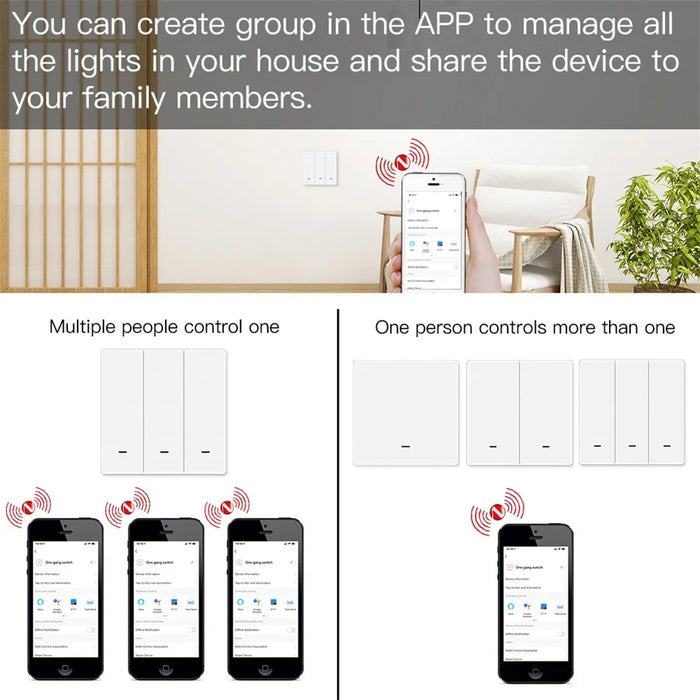 ZigBee Wireless Button Timer Function EU Version Smart Wall Switch Panel Tuya APP Remote Control Voice Control - 3 Gang / White - 2