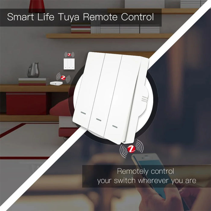 ZigBee Wireless Button Timer Function EU Version Smart Wall Switch Panel Tuya APP Remote Control Voice Control - 3 Gang / White - 7