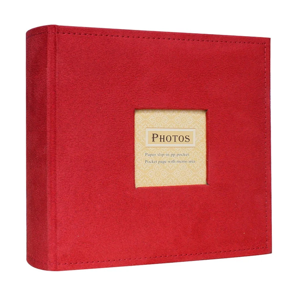 Vintage Velvet Cover 6 Inch Photo Album 200 Photos Commemorative Book Gift - Red - 1