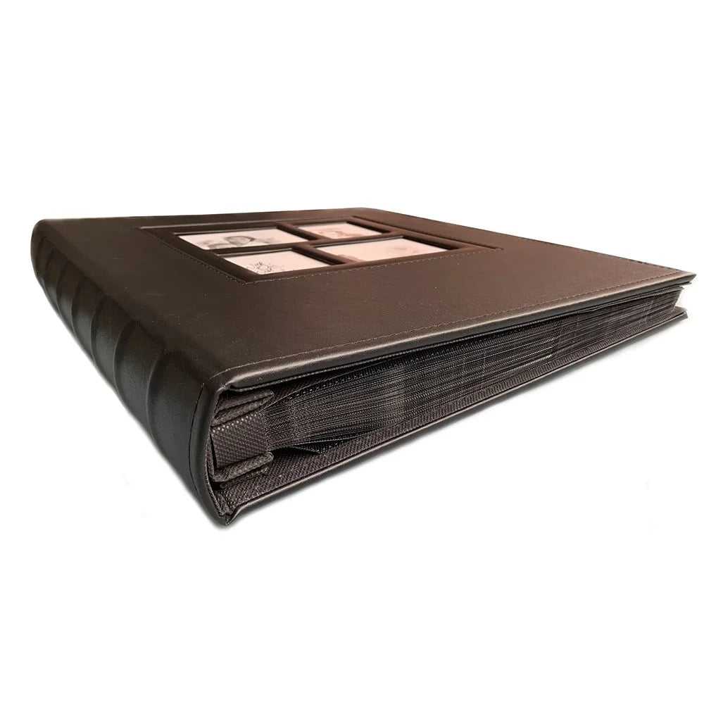 PU Leather Cover Photo Album 6 Inch Photos 500 Capacity Inserts Storage Book - Plain Texture / Black - 4
