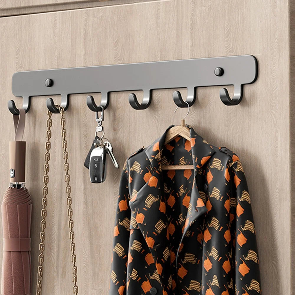Stainless Steel Wall Mounted Hook Key Hanging Rack Kitchen Bathroom Home Storage Hanger - Black - 2