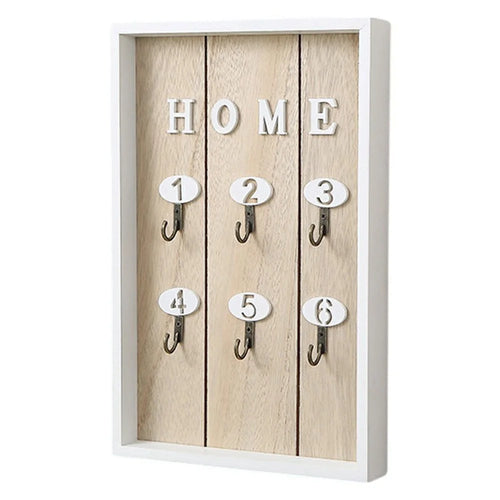 Creative Wall-Mounted Key Jewelry Hanging Holder Organizer Entryway Decorative Storage Rack - Wood Color - 1