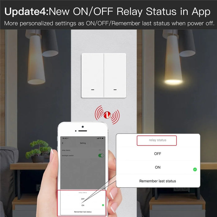ZigBee Smart Button Wall Lamp Switch Tuya Wireless Control Compatible with Alexa Google Home, 2 Gang / White - 5