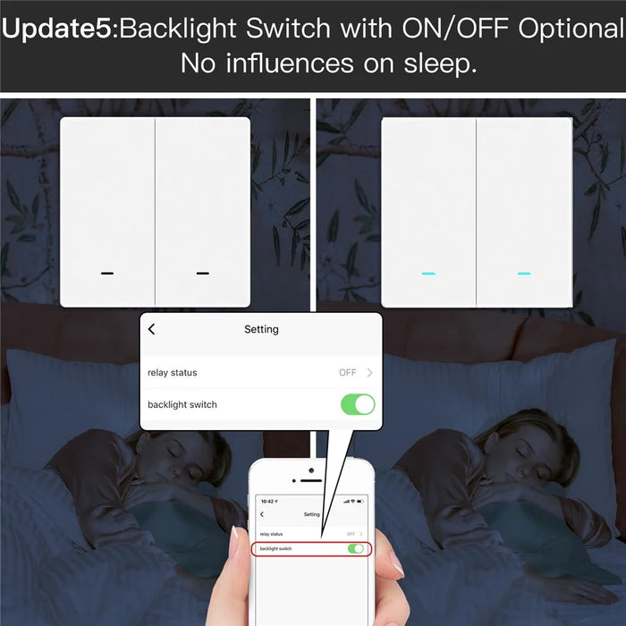 ZigBee Smart Button Wall Lamp Switch Tuya Wireless Control Compatible with Alexa Google Home, 2 Gang / White - 6