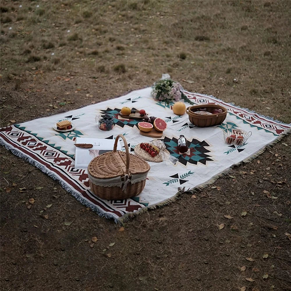 90x180cm Picnic Blanket Thick Moisture-Proof Bohemian Ground Mat for Outdoor Camping Beach - Maple Leaf - 4