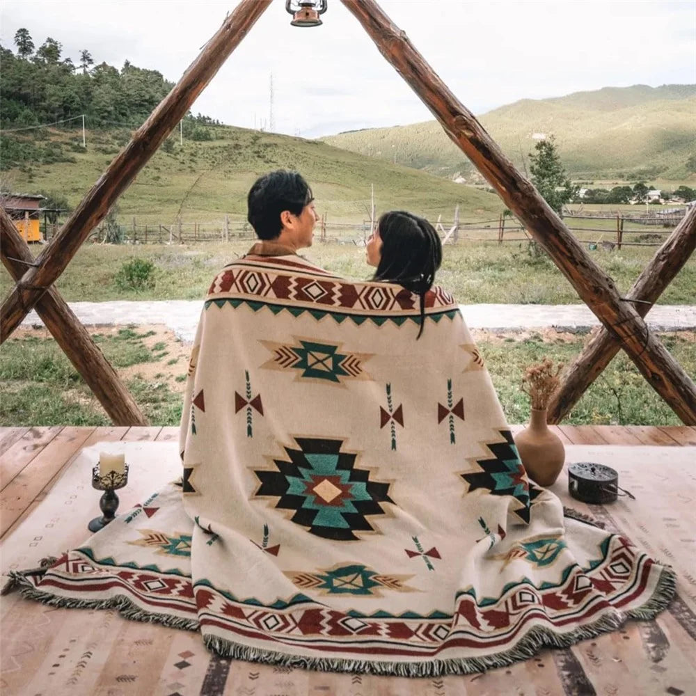 90x150cm Picnic Blanket Thick Moisture-Proof Bohemian Ground Mat for Outdoor Camping Beach - Maple Leaf - 2