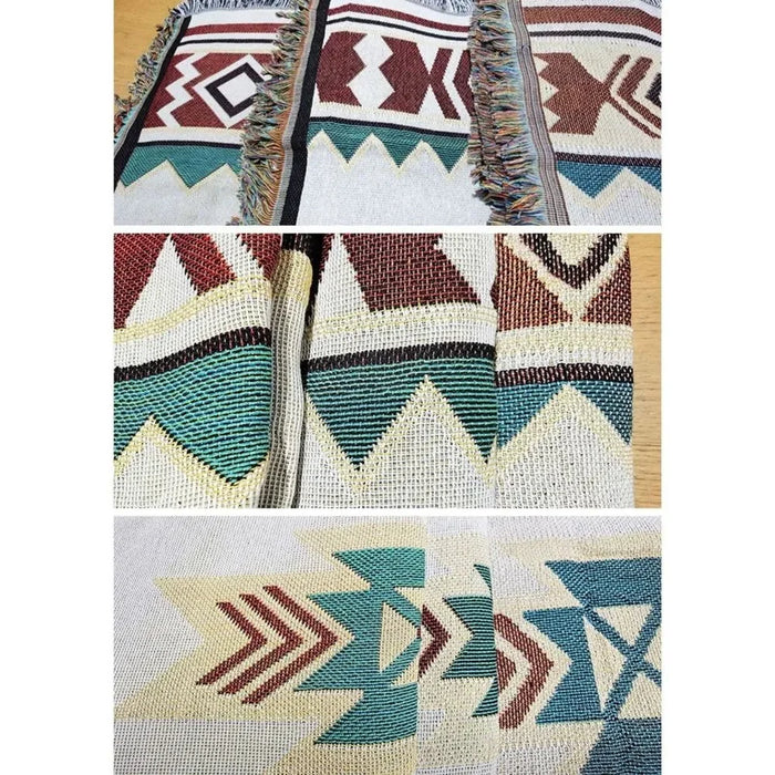 130x180cm Picnic Blanket Thick Moisture-Proof Bohemian Ground Mat for Outdoor Camping Beach - Geometric Pattern - 4