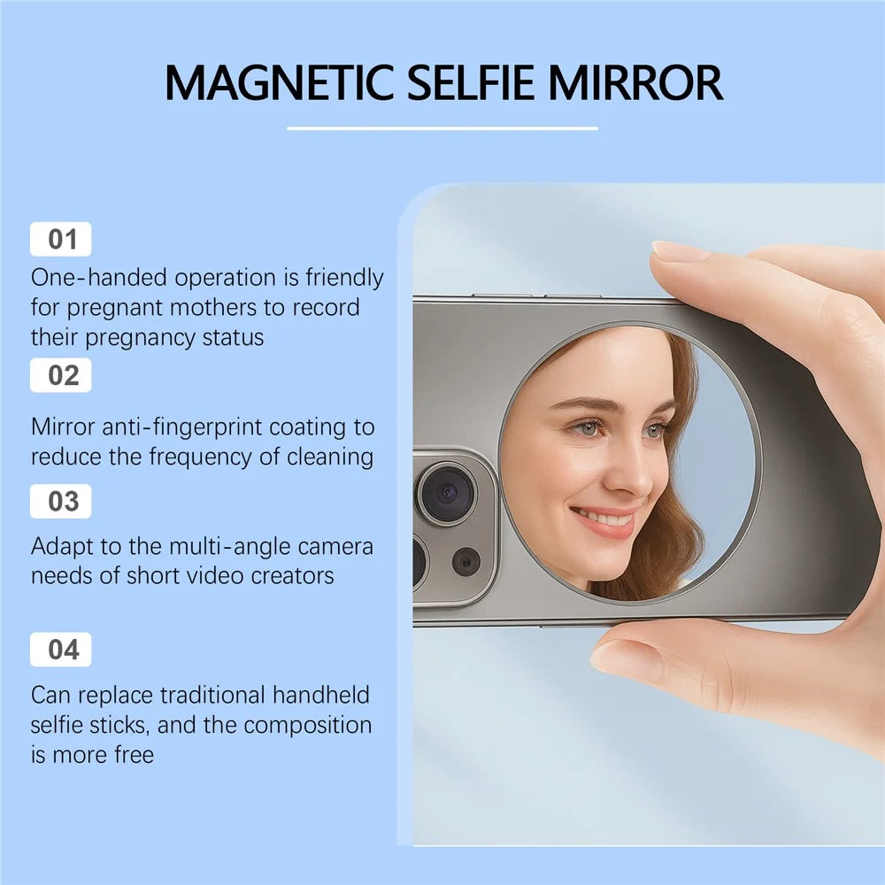 JUE-FISH JU-A02-0001-02 Selfie Mirror Portable Photography Auxiliary Convex Reflector, White - 2