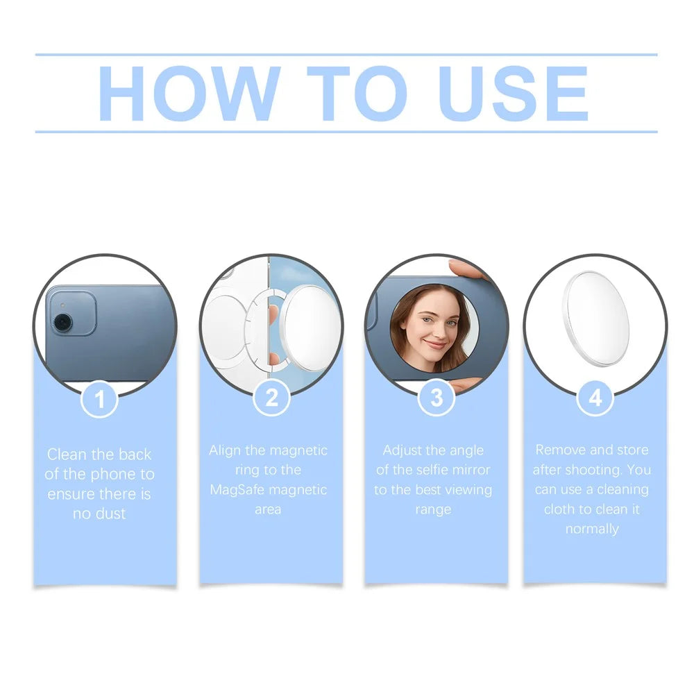 JUE-FISH JU-A02-0001-02 Selfie Mirror Portable Photography Auxiliary Convex Reflector, White - 7