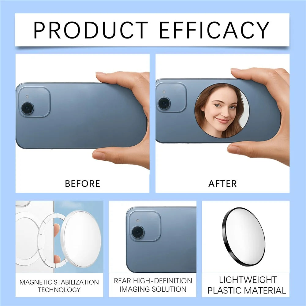 JUE-FISH JU-JU-A02-0001-01 Selfie Mirror Portable Photography Auxiliary Convex Reflector, Black - 5