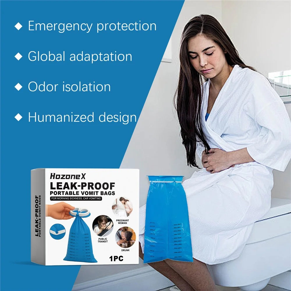 HOZONEX HZ-F01-0023-01 Leak Proof Portable Vomit Bag for Travel Motion Sickness Pregnant Women Nausea Bag - 3