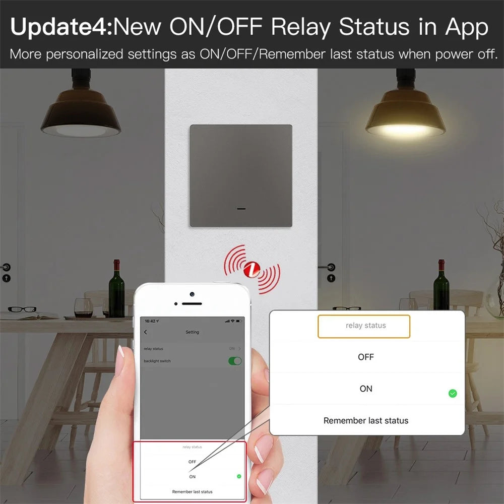 ZigBee Tuya EU Version Wireless Scene Switch Timer Function Smart Button APP Voice Control Wall Remote Control - 1 Gang / Grey - 3