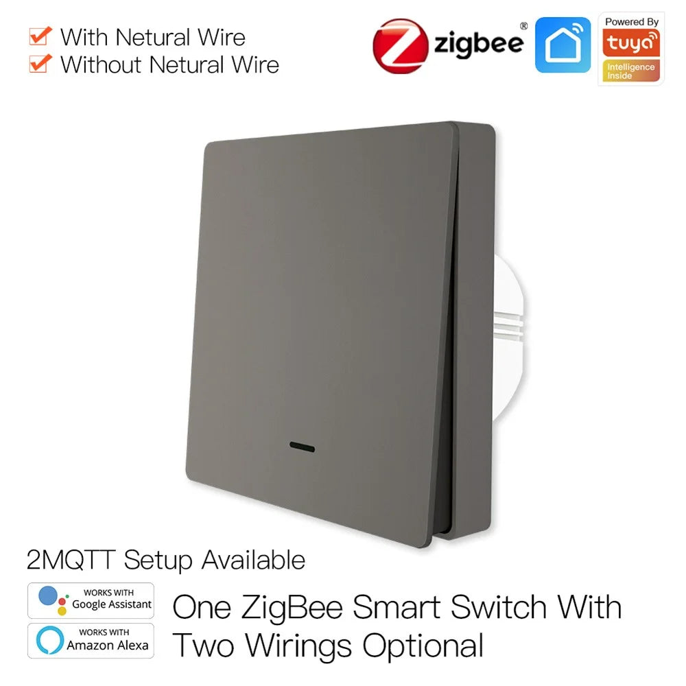 ZigBee Tuya EU Version Wireless Scene Switch Timer Function Smart Button APP Voice Control Wall Remote Control - 1 Gang / Grey - 4