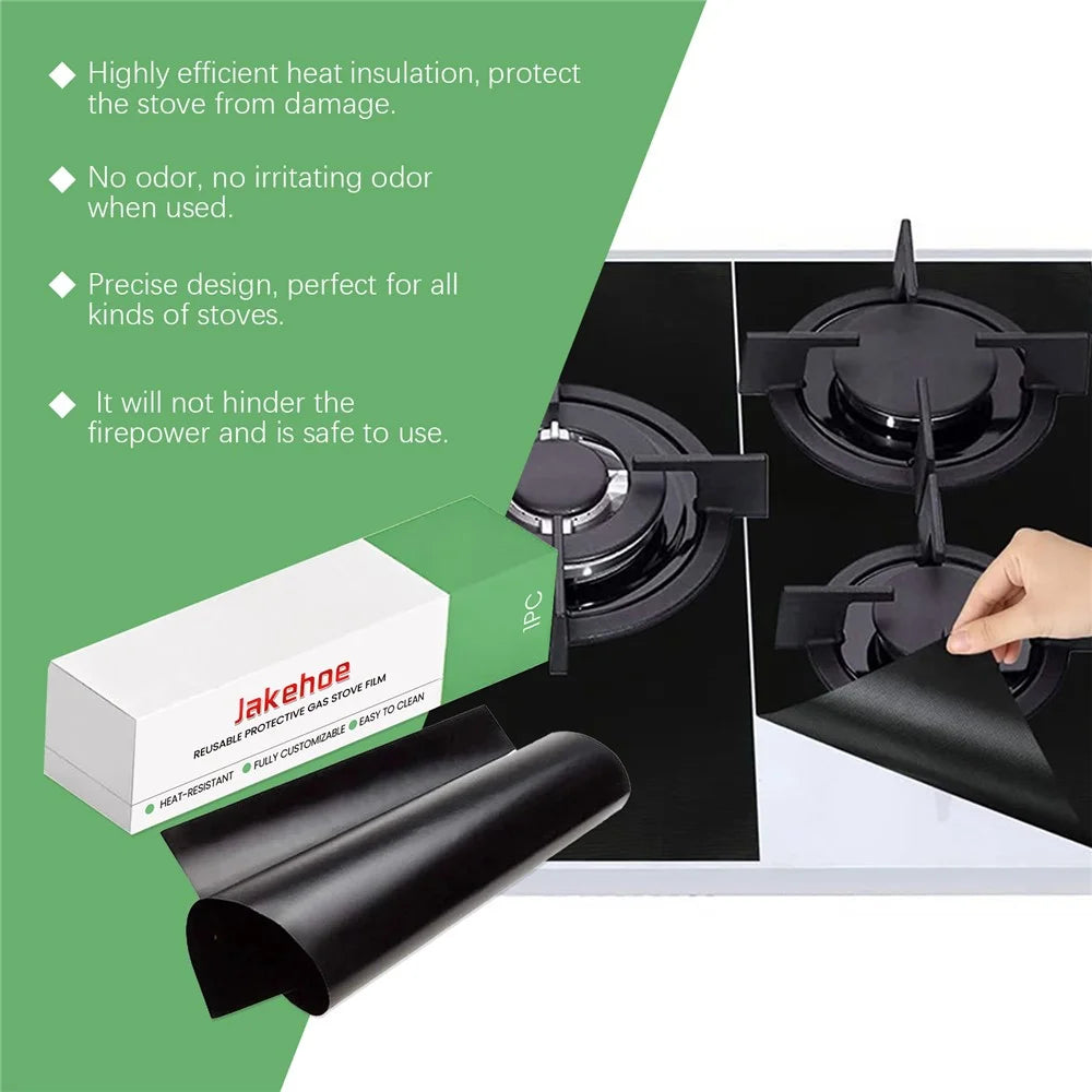 JAKEHOE JH-C09-0121-01 Gas Stove Protector Film Heat Resistant Fiberglass Non Stick Stovetop Cover - 4