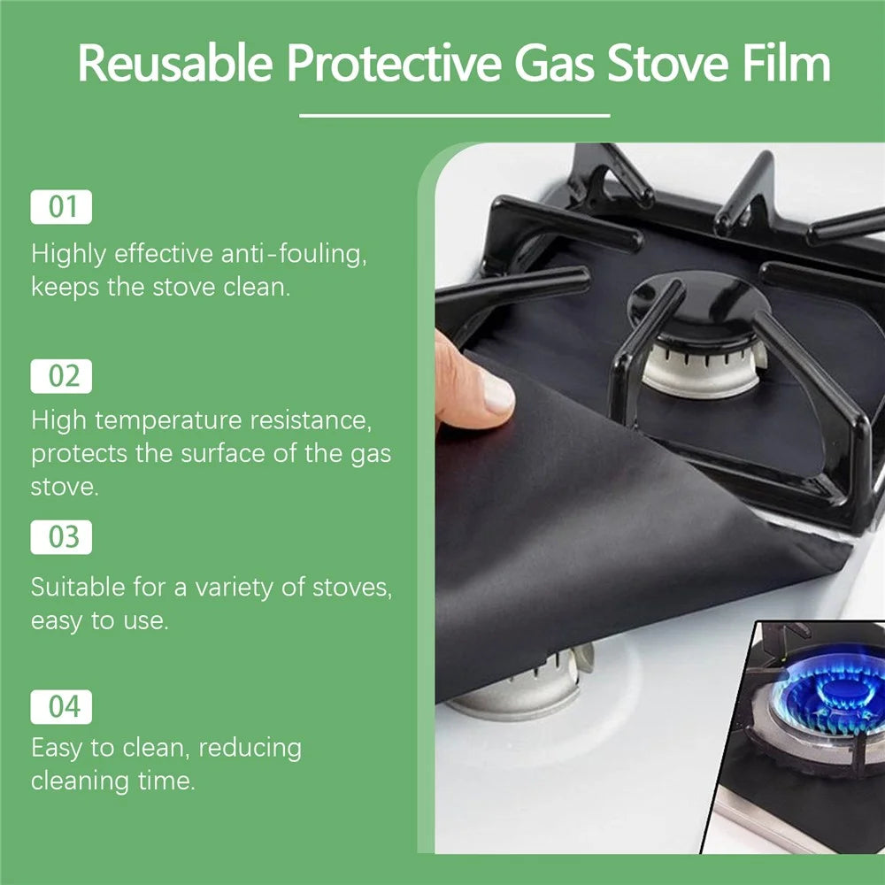 JAKEHOE JH-C09-0121-01 Gas Stove Protector Film Heat Resistant Fiberglass Non Stick Stovetop Cover - 5