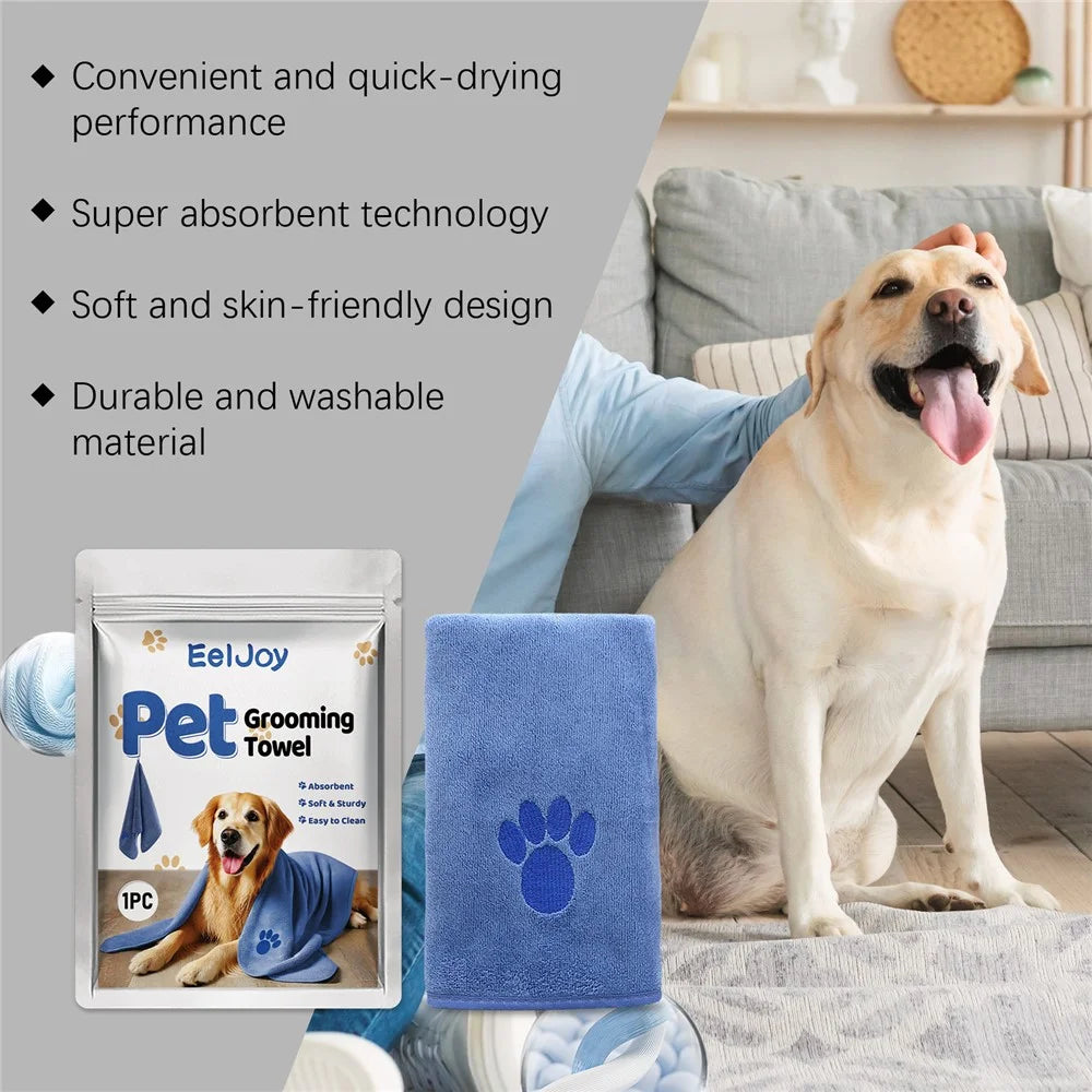 EELJOY EJ-G01-0008-01 Super Absorbent Pet Grooming Towel Quick Dry Microfiber Dog Bath Towel - 6