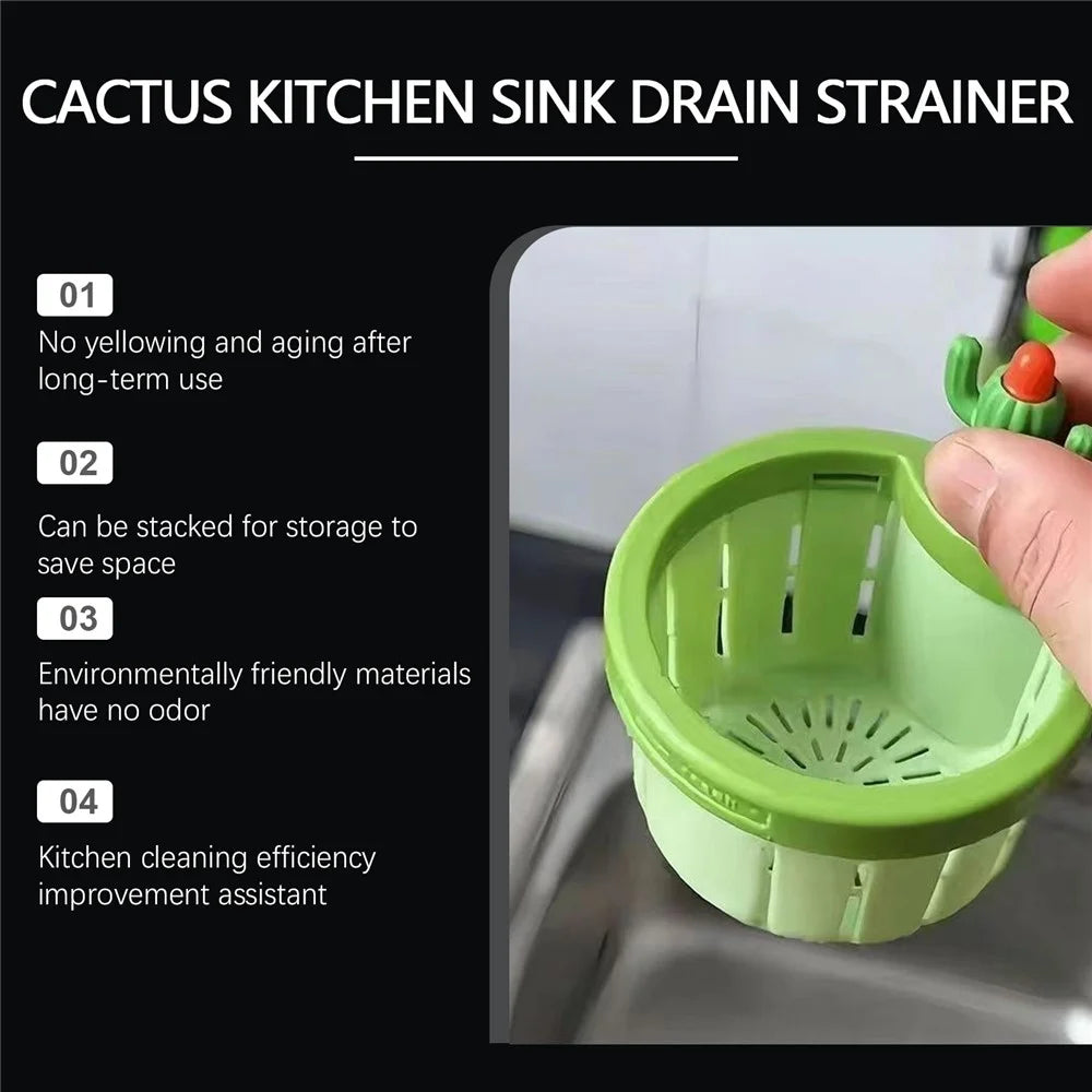 JUE-FISH JU-C09-0130-01 Cactus Shaped Sink Strainer Basket Anti Clog Drainage Kitchen Waste Filter - 5
