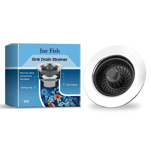 JUE-FISH JU-C09-0129-01 Kitchen Sink Strainer Drain Filter Basket Anti Clogging Food Debris Catcher - 1