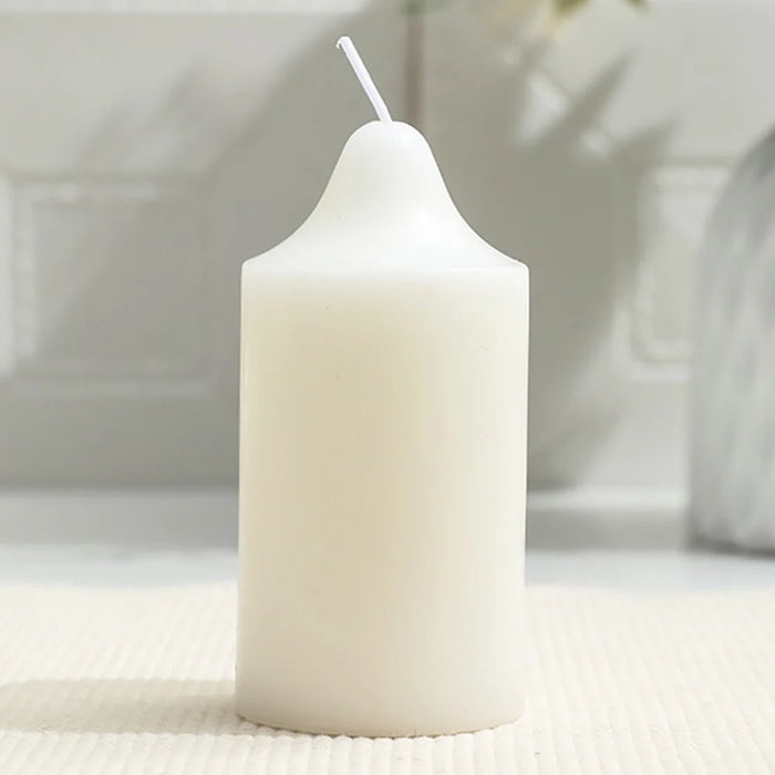 7x10cm Classic White Pointed Top Round Candle for Home Lighting Dinner Decoration Party Illumination - 1