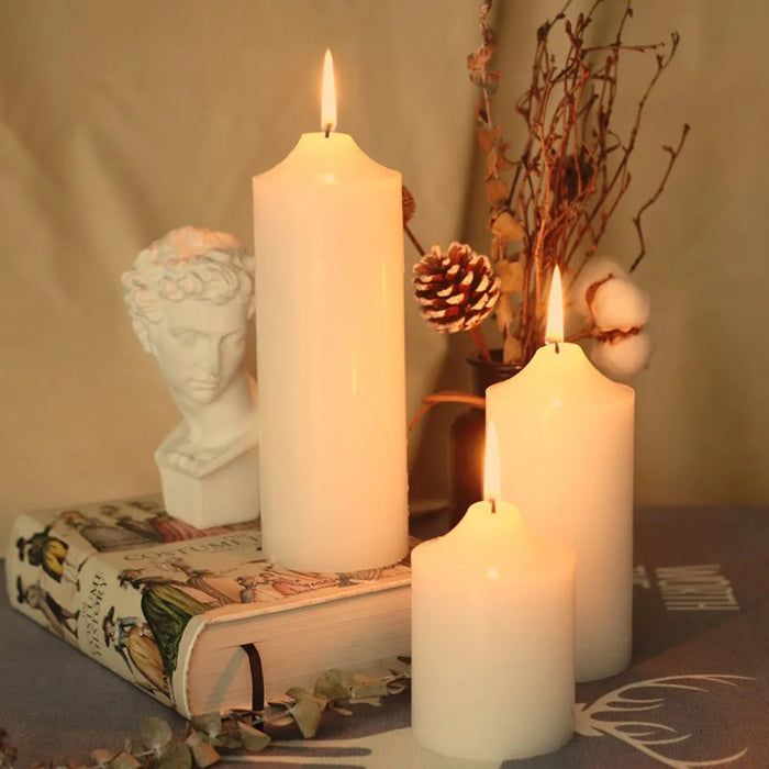 7x10cm Classic White Pointed Top Round Candle for Home Lighting Dinner Decoration Party Illumination - 2