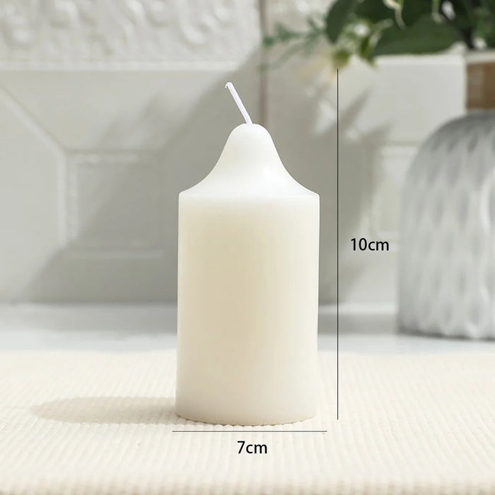 7x10cm Classic White Pointed Top Round Candle for Home Lighting Dinner Decoration Party Illumination - 3
