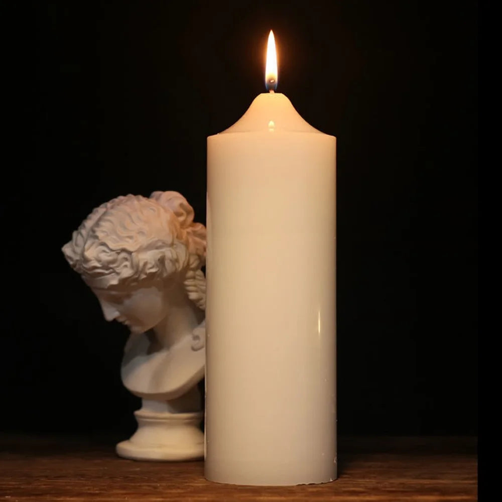 7x15cm Classic White Pointed Top Round Candle for Home Lighting Dinner Decoration Party Illumination - 1