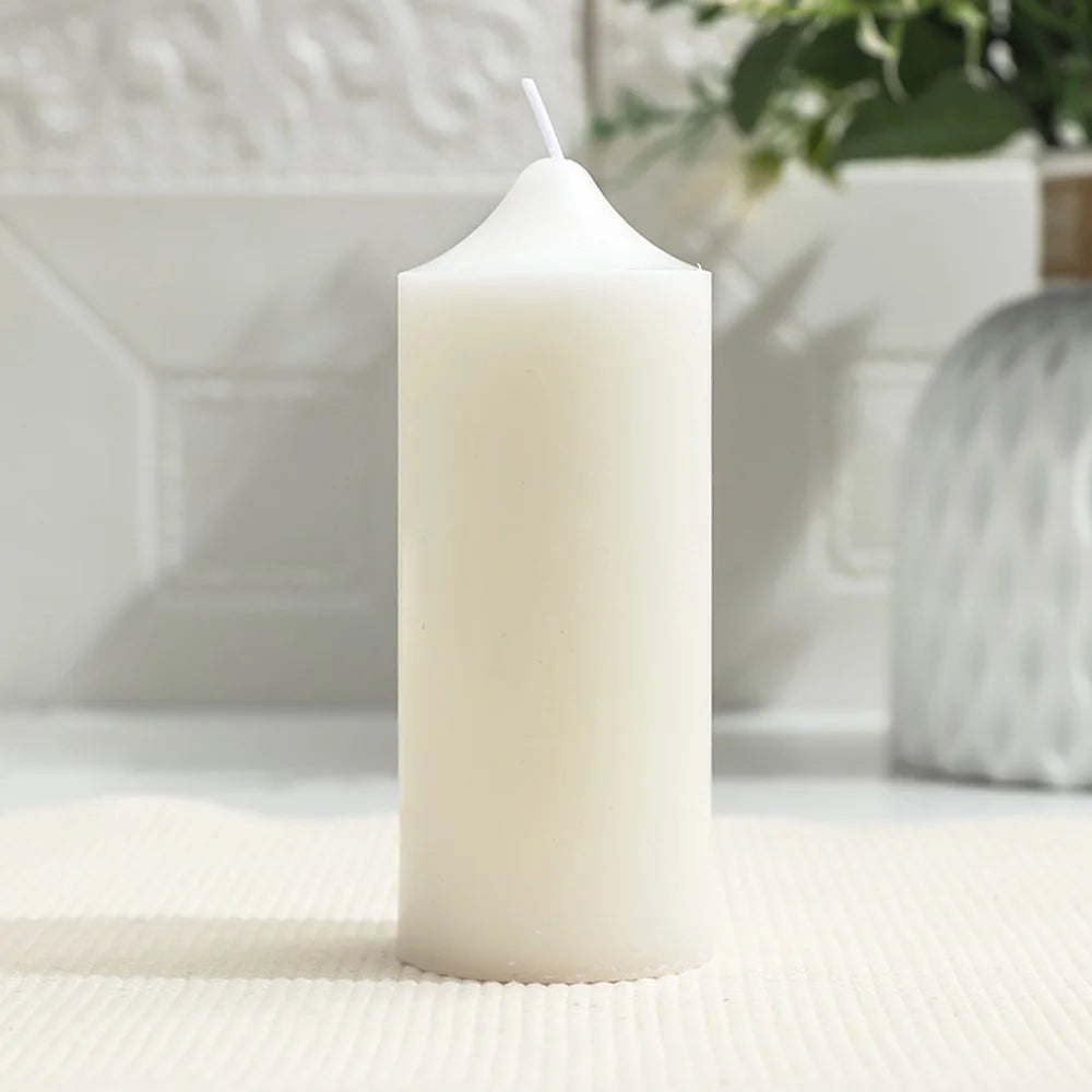 7x15cm Classic White Pointed Top Round Candle for Home Lighting Dinner Decoration Party Illumination - 2