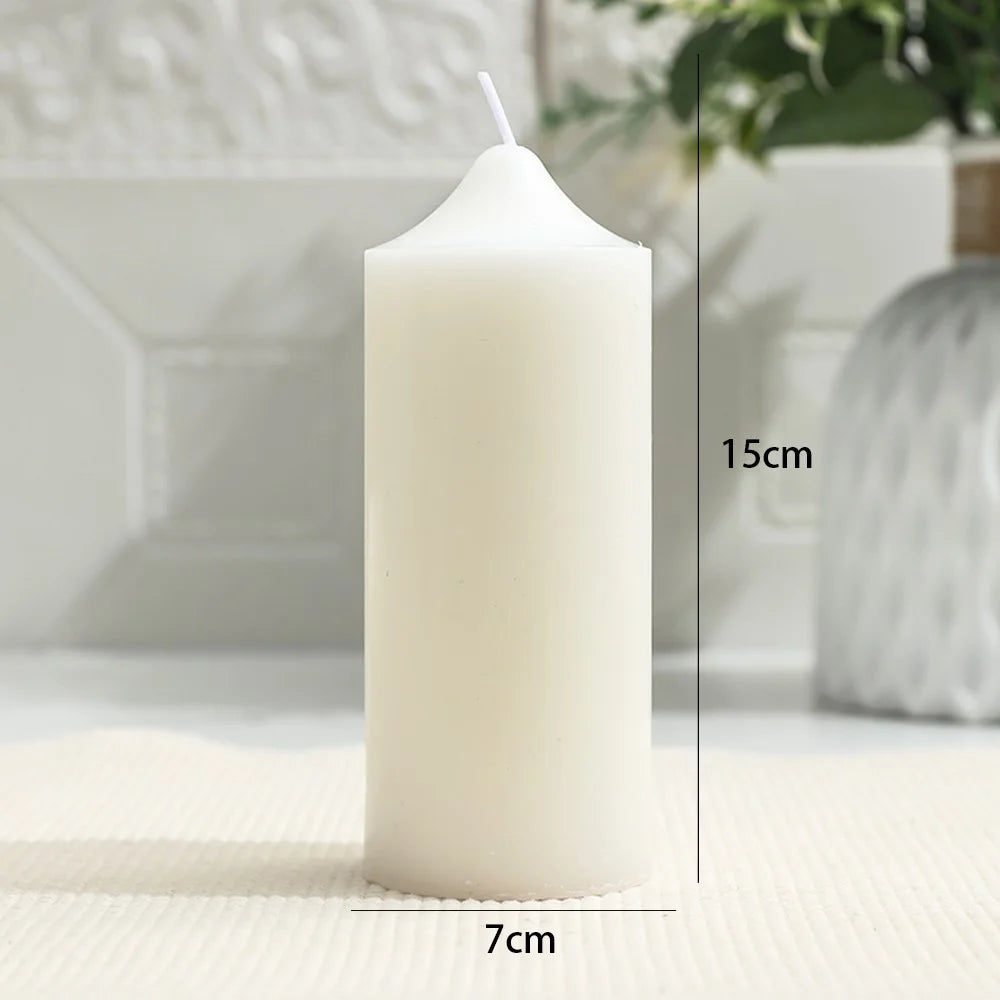 7x15cm Classic White Pointed Top Round Candle for Home Lighting Dinner Decoration Party Illumination - 4