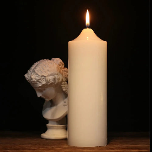 7x20cm Classic White Pointed Top Round Candle for Home Lighting Dinner Decoration Party Illumination - 1