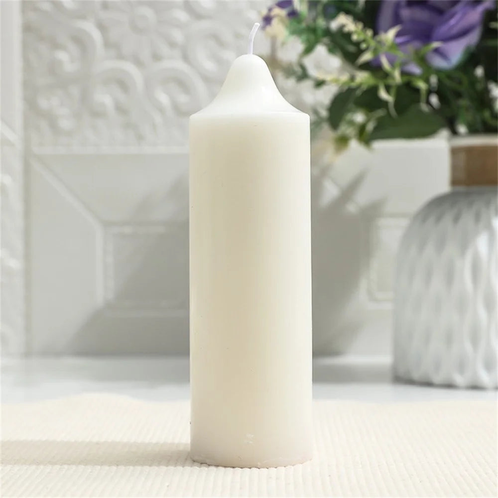 7x20cm Classic White Pointed Top Round Candle for Home Lighting Dinner Decoration Party Illumination - 2