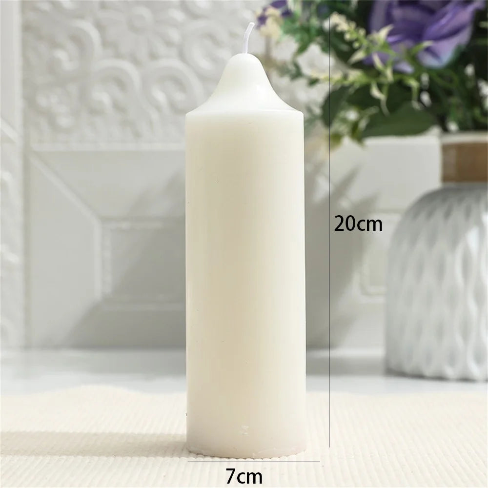 7x20cm Classic White Pointed Top Round Candle for Home Lighting Dinner Decoration Party Illumination - 3