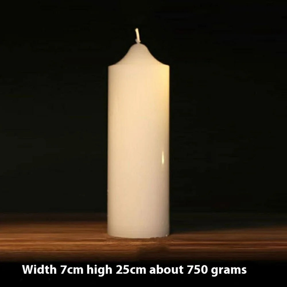 7x25cm Classic White Pointed Top Round Candle for Home Lighting Dinner Decoration Party Illumination - 3