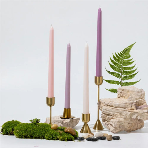 4Pcs 10 Inch / 25cm Long Taper Candles Smokeless Unscented Candle for Hotel Home Decor Party Wedding - Pink+Purple - 1