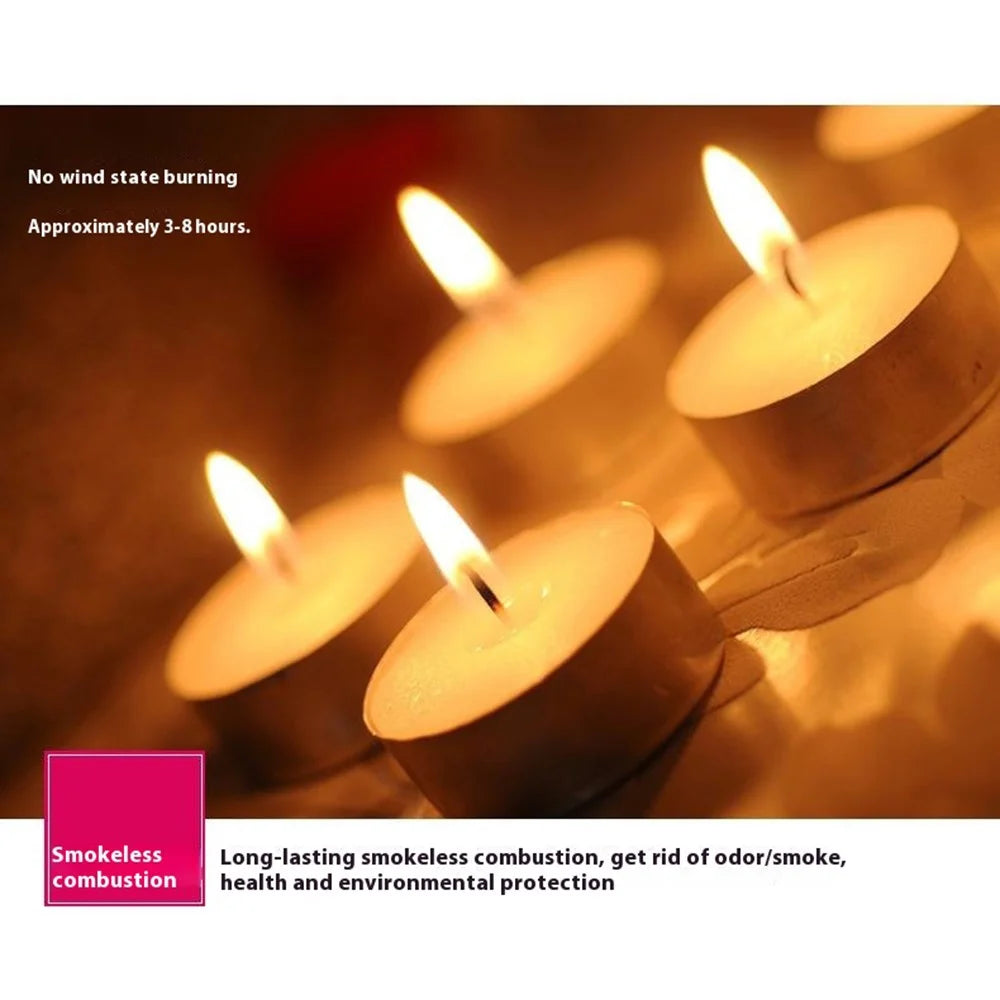 50Pcs Unscented Candles Smokeless 4-Hour Burn Time Round Candles with Aluminum Cup - 2