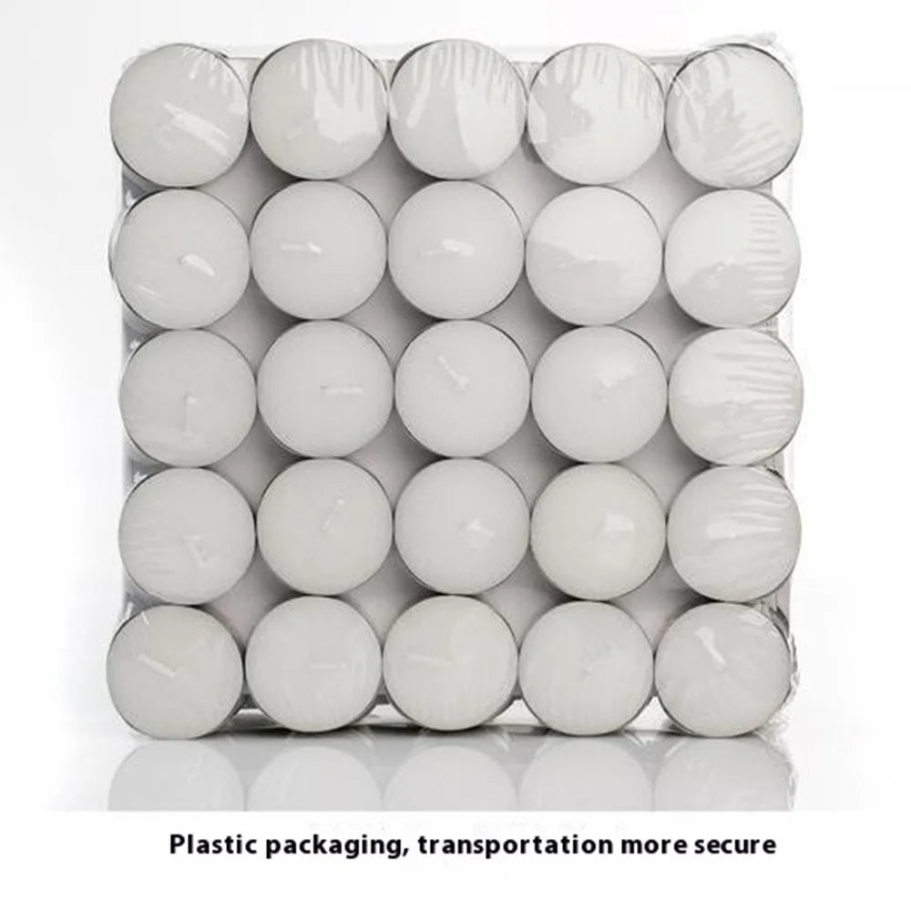50Pcs Unscented Candles Smokeless 4-Hour Burn Time Round Candles with Aluminum Cup - 3