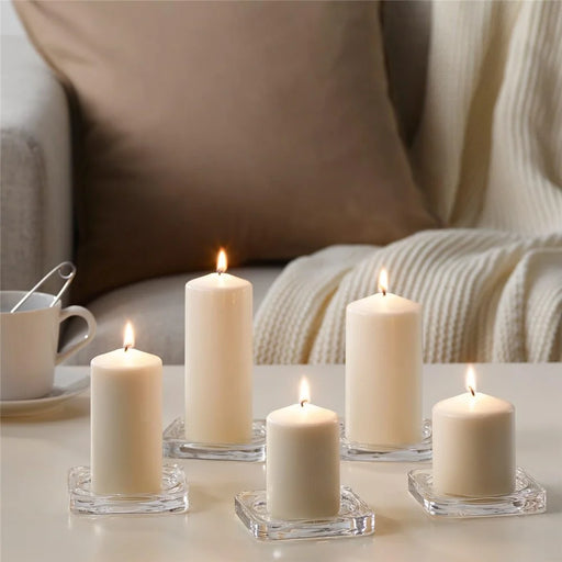 5Pcs Unscented Pillar Candles Smokeless Natural Wax Candle Set for Home Party Emergency Use - 2