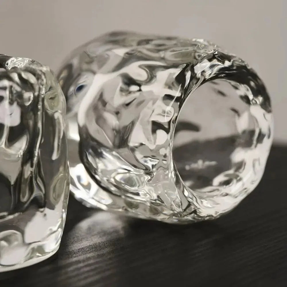 8x7.5cm Clear Glass Candle Holder Home Living Room Bedroom Decorative Candle Container - 3