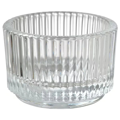 Clear Glass Candle Holder Modern Minimalist Round Decorative Candle Container - 1