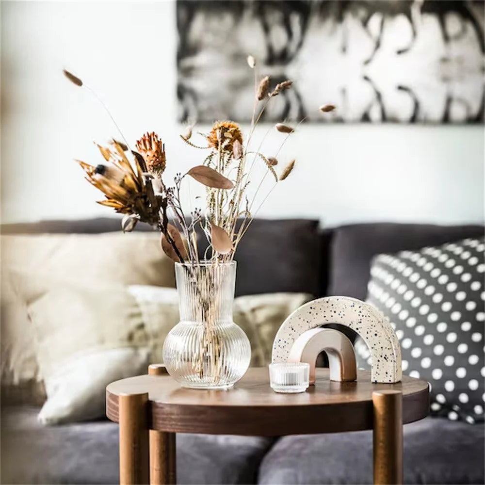 Clear Glass Candle Holder Modern Minimalist Round Decorative Candle Container - 5