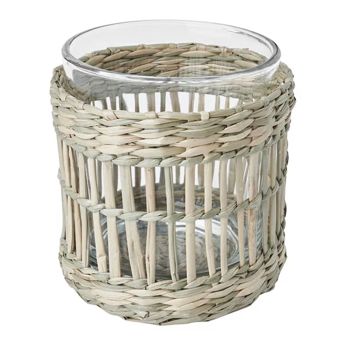Handcrafted Sedge Glass Cup Tealight Candle Holder Decorative Tabletop Ornament - 1