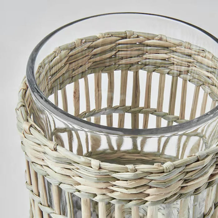 Handcrafted Sedge Glass Cup Tealight Candle Holder Decorative Tabletop Ornament - 5