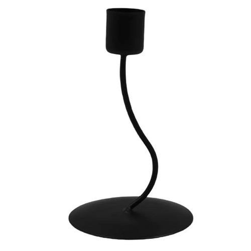 Curved Iron Candle Holder Vintage Candlelight Dinner Prop Home Dining Table Decoration - Black - 1