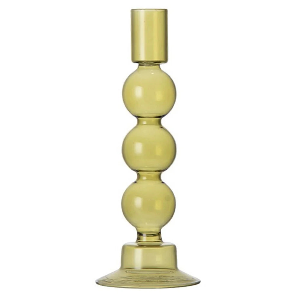 European Style Candle Holder Decorative High Borosilicate Glass Hotel Home Candlestick - Green - 1