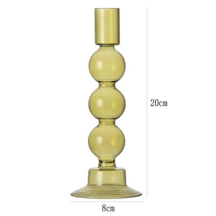 European Style Candle Holder Decorative High Borosilicate Glass Hotel Home Candlestick - Green - 5