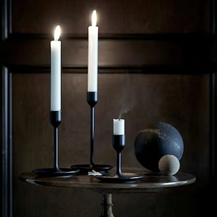 3Pcs / Set Candle Holders Dining Table Bedroom Study Metal Minimalist Candlestick with Stable Base - Black - 3