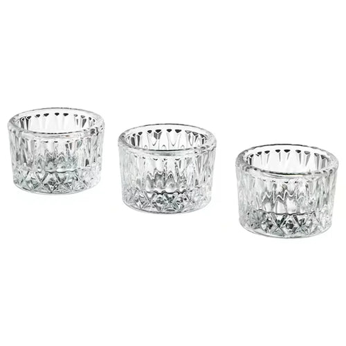 3Pcs Round Minimalist Clear Glass Candle Holders for Home Decor Aromatherapy Dining - 1