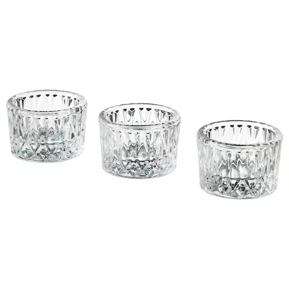 3Pcs Round Minimalist Clear Glass Candle Holders for Home Decor Aromatherapy Dining - 1