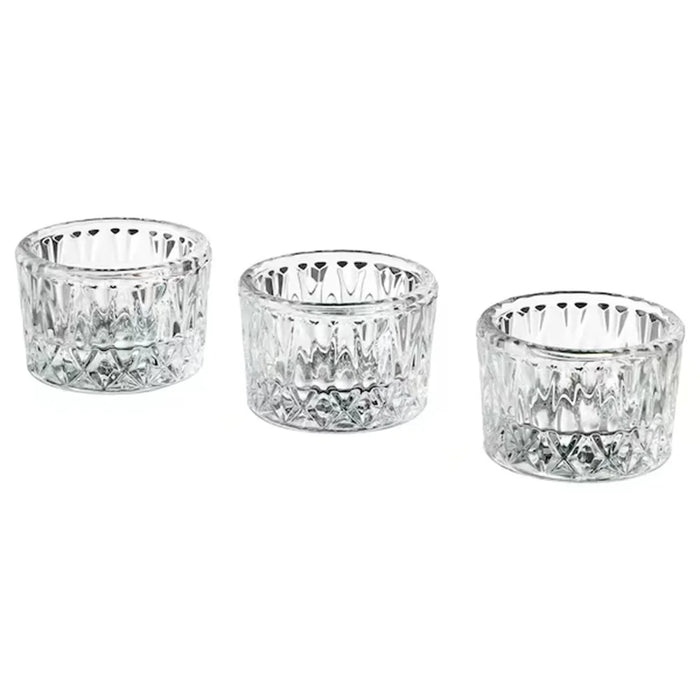 3Pcs Round Minimalist Clear Glass Candle Holders for Home Decor Aromatherapy Dining - 1